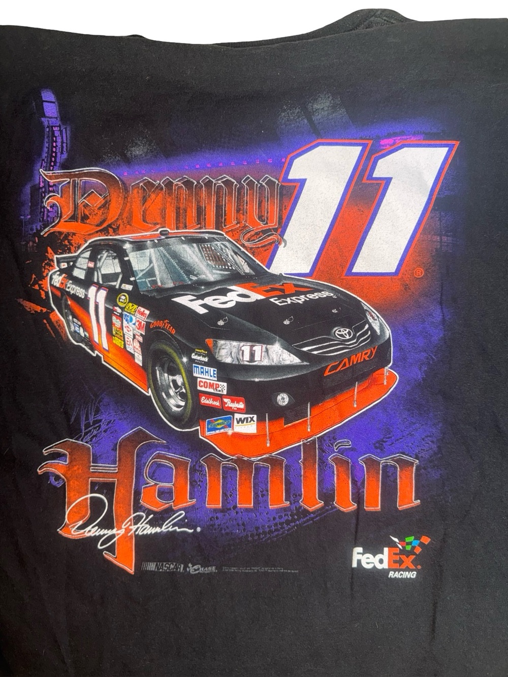 Vintage Denny Hamlin Chase FedEx NASCAR Graphic Racing T-Shirt Double Sided 3XL‎